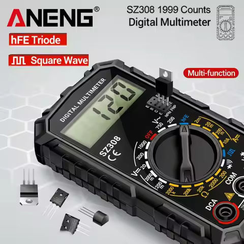 ANENG SZ 308 Square Wave Digital Tester 1999 Count HFE Triode Buzzer Multimeter AC/DC Voltage 10A Cu