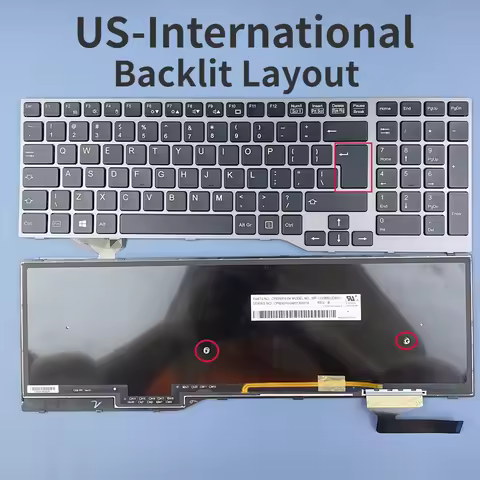 US-International Backlit Keyboard For Fujistu E754 Lifebook E753 E756 E557 E554 E556 CELSIUS H730 H7