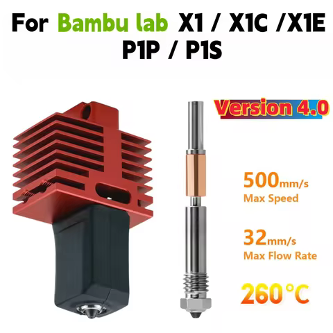 Upgrade Hotend for BambuLab P1S,P1P,X1,X1C,X1E One-piece hardened steel nozzle Hot End Kits 4.0 3D p