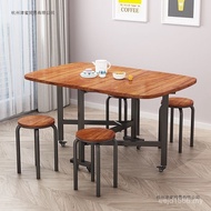 Rectangular 6-Person Foldable Dining Table Table Chair Wheel 4-Person Household Combination Foldable