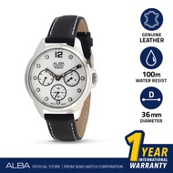 HITAM Alba AP6639 Quartz Analog Women's Leather Watch Black Original
