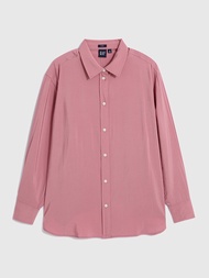 女裝|翻領長袖襯衫-粉紅色