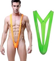 Lichma 2pcs Mens Sexy Borat Mankini Swimsuit Thong V Sling Stretch Underwear