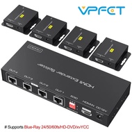 RE7T HDMI Extender Splitter Over Cat5e/6 165ft 1 in 4 Out 1X4 Port Rj45 Ethernet Supports 60m 1080p 