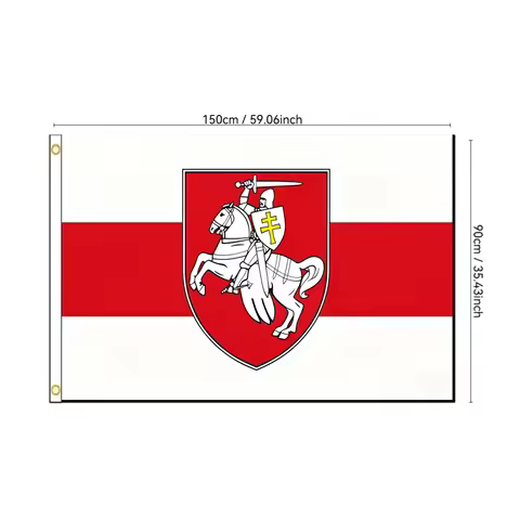Belarus Flag, Belarusian National Flag with Coat of Arms, 2x3ft 3x5ft, Polyester Banner White Red Wh