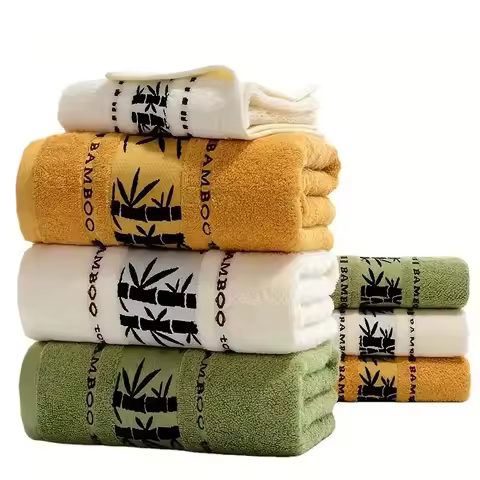 Set of 2 Bamboo Fiber Bathroom Towels Sets 34x74cm/70x140cm Household Hand Face Bath Towel Sets Wash