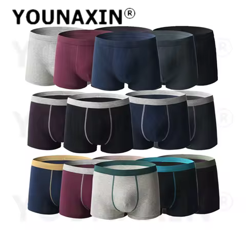 Men's Large Size Cotton Boxer Shorts Breathable Underwear 3-7 Packs Random Color Plus Size L XL 2XL 
