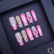 H007 Artificial Nails with 3D Flower Design for Wedding Party Lightweight Comfortable Decoration