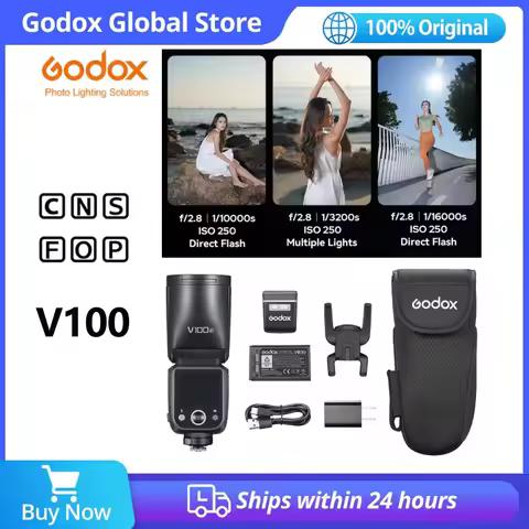 Godox V100 C/N/S/F/O TTL Round Head Camera Flash 100Ws V100S V100C V100N V100F Speedlight for Canon 