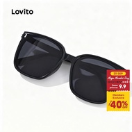 Lovito Casual Sunglasses Plain All-Match Basic Full Rim Sunglasses for Women L34AD057 (Black)