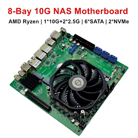 Topton 10G NAS Firewall Motherboard AMD Ryzen 7 8845HS PRO 6850U 6650U PCIEx8 10G+2*2.5G LAN 2*NVMe 