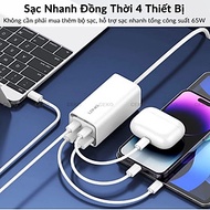 Bộ Sạc Nhanh 65W LDNIO A4610C 4 Cổng - Giải Pháp Sạc Toàn Diện Cho iP, Laptop, Tablet - Hàng nhập kh