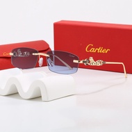 Cartier Rimless Sunglasses Cheetah Decoration Multicolor Gradient Lens Sunglasses Light Luxury Men W