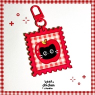 Apple Cat Stamp Acrylic Keychain | Apple cat keychain