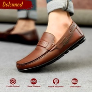 DOLCIMOD - Sepatu Pantofel Pria Kulit Sapi Formal Slip On Loafers Moccasin Fladeo Acara Formal Mewah