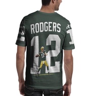 Aaron Rodgers Fullprint T-SHIRT Polyester Jersey Material RARE T-SHIRT New Casual Tees Full Print