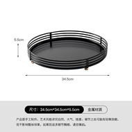 Rzone Italian Minimalist Luxury Geometric Metal Tray Storage Table Decorations Sample Room Dining Ta