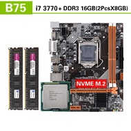 B75 Motherboard Set with Core I7 3770 2 X 8GB = 16GB 1600MHz DDR3 Desktop Memory NVME M.2 USB3.0 SAT