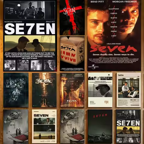Seven S-Se7en 1995 Movie Canvas Painting Seven Deadly Sins Thriller Film Poster Wall Print Home Deco