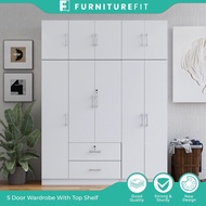 FurnitureFit 5 Doors Wardrobe With Top / / ALMARI BAJU / /kabinet baju