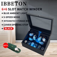 IBBETON New Upgrade Watch Winder Automatic Glass Cover Mechanical Watches Rotator Holder Wood Case Winding Cabinet Storage Display Boxes