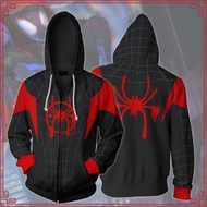 Spiderman Hoodie Miles Morales Jacket Zipper Sweatshirts Anime Hoodies Spider-Man Costume