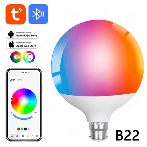 220V Tuya Bluetooth LED bulb dimmable E27/B22 bulb G70/G80 RGBCW color changing light intelligent li