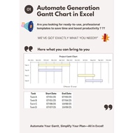 Automate Generation Gantt Chart in Excel | Project Management Tool | Editable. XLSM File