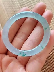 冰種 天然翡翠 緬甸 A玉 玉鐲 • 冰種飄花翡翠圓鐲