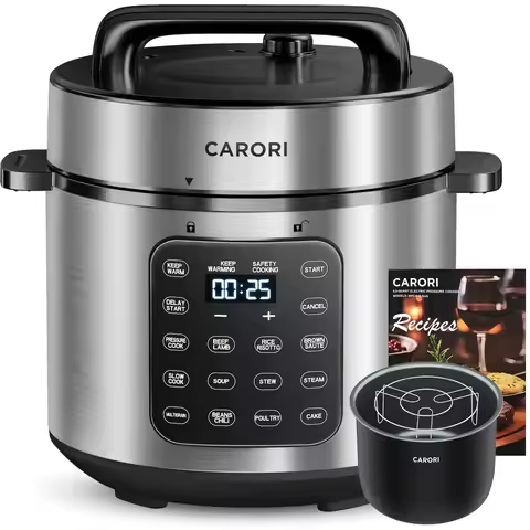 9-in-1 Electric Pressure Cooker 6 Qt, Programmable Multi-Function with Safer Vent, Olla de Presion,