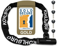 Security Chain Lock – Sold Secure Gold – 4ft Long Bike Chain Lock with 4 Keys – Heavy Duty Bike Lock