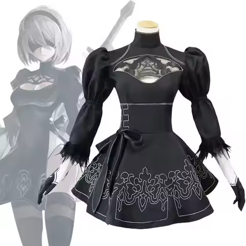 Anime No. 2 Type B Cosplay Costume Game NieR Automata 2B Dress NieR Uniform Eyemask Gloves Stocks Ha