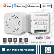Tuya Mini Smart Switch Module WiFi 2 CH 2 Way Smart Life Voice Control Google Assistant ALEXA 16A