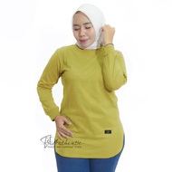 Baju Kaos Wanita Lengan Panjang Dinary Warna Hijau Lime / Atasan Wanita / Kaos Wanita / Atasan Wanit