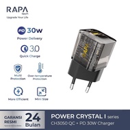 RAPAtech Original POWER ADAPTER/TRAVEL CHARGER CHARGER DUAL PORT USB a & USB C PD 30W MULTI TECHNOLO