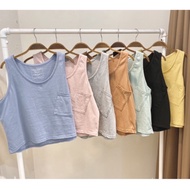 ** 32wardrobe Banniang-Pocket Cotton Short Vest 326 j
