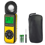 Light Meters, AP-881D Lux Meter with Ambient Temperature（℃/℉）Measurer Light 0.01~400,000 Lux (0.01~4