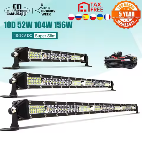 CO LIGHT 10D 10 20 30 inch 52W 104W 156W LED Work Light Bar Combo 4x4 Offroad LED Light Bar for Trac
