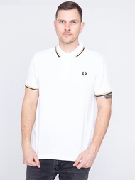 FRED PERRY เสื้อยืดผ้าฝ้ายสีทึบผู้ชายM6000ลำลองปักปกเสื้อโปโล