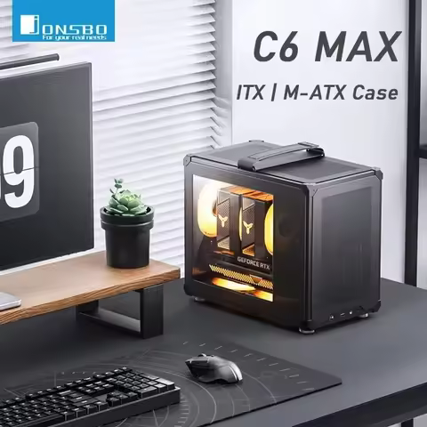 JONSBO C6 MAX Portable Handheld Case ITX MATX Computer Chassis Side Transparent Mesh Desktop Gaming 