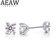 AEAW Earrings 3mm And 4mm 5mm Diamond Stud Earrings 14k White Gold Classic CVD HPHT Lab Grown Diamon