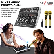 Audio Mixer With Free 2Mic Professional 4 Channel 99 DSP Mixer Morefand Metal Case