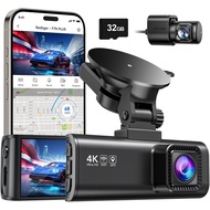 REDTIGER Dash Cam Front and Rear,4K / 2.5K Full HD Dash Cam,Including32GB Card,Built-in Wi-Fi GPS,3.