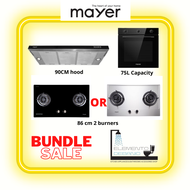 Mayer MMGH/SS882 86cm Tempered Glass or Stainless Steel Cooker Hob + MMSI900HS 90 cm Semi-Integrated Slimline+ MMD08R Built-in Oven