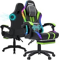 HOFFREE Led Gaming Chair with Speakers and Massage Video Game Chair Big and Tall for 400lbs with Foo