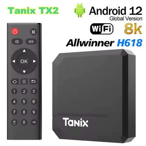 Original Tanix TX2 TV Box Android 12.0 Allwinner H618 2GB RAM 16GB ROM USB AV1 2.4G Wifi 8K HDR Medi