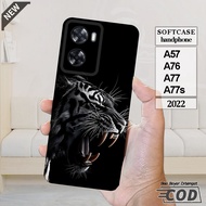 Case OPPO A57 -OPPO A76 -OPPO A77 -OPPO A77s -Casing Silikon hitam bening lentur elastis keren