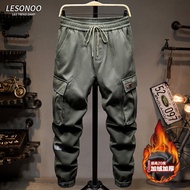 Autumn and Winter Fashion Brand Cargo Pants Men Loose plus Size Men Casual Long Pants Men Fleece Lined Padded Warm Keeping Ankle Banded Pants