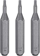 HARFINGTON 3pcs T4 Torx Screwdriver Bit 5/32" Hex Shank 28mm/1.1" Length Magnetic Star 6 Point Head 