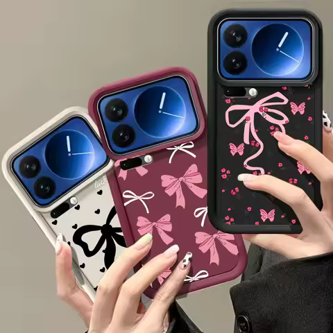 Y2K Pink Bowknot Bow Case For Xiaomi F7 5G M7 4G 15T PRO 17 PRO MAX 14T Poco F7 X7 M7 Pro Mi 8 Silic